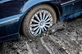 stuck a car in mud