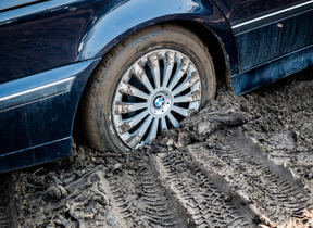 stuck a car in mud