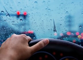 Driving car in the rain