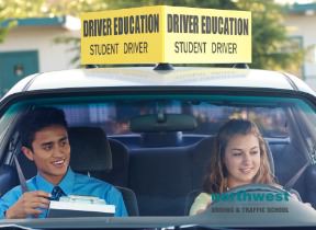 driving instructor with student